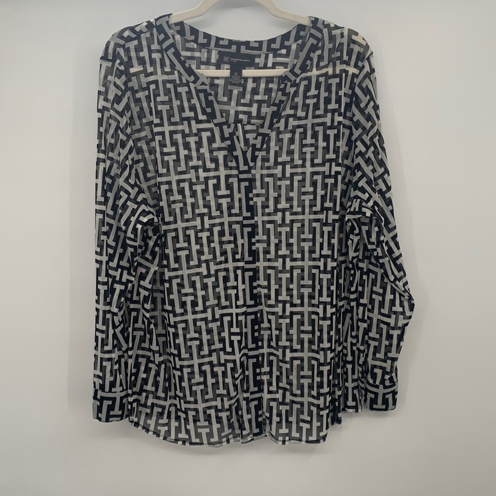 INC Plus Size SHEER V-Neck Tunic Size 2X